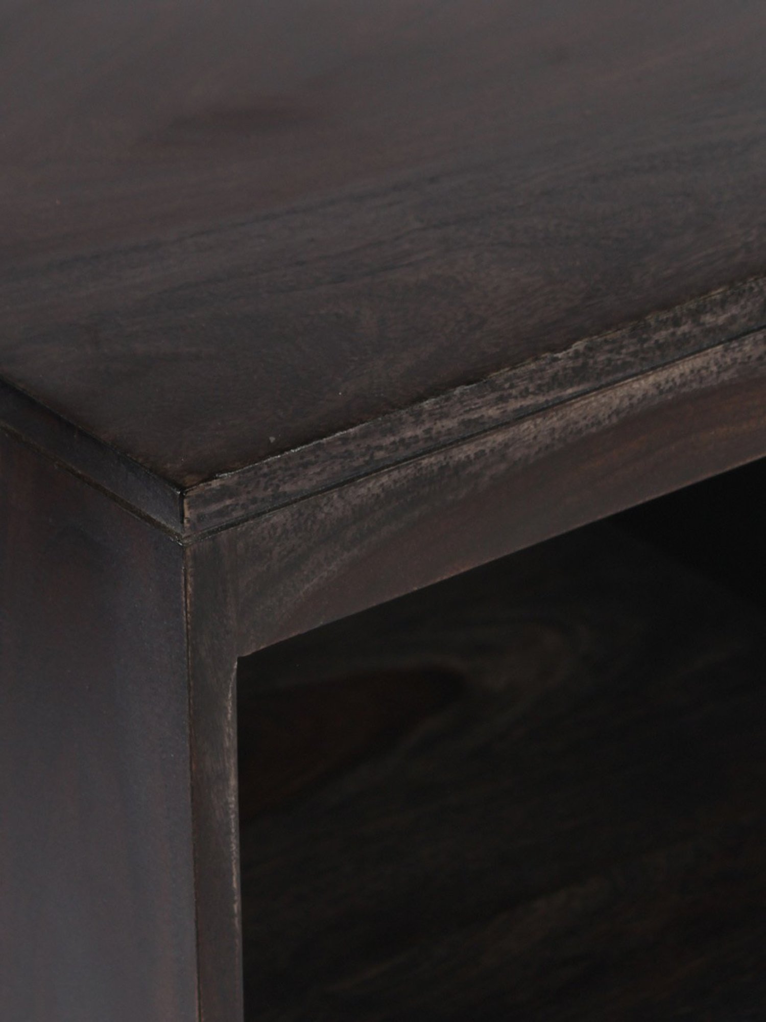 Ikiriya Kassel Solid Dark Brown Wood End Table Mahogany Finish