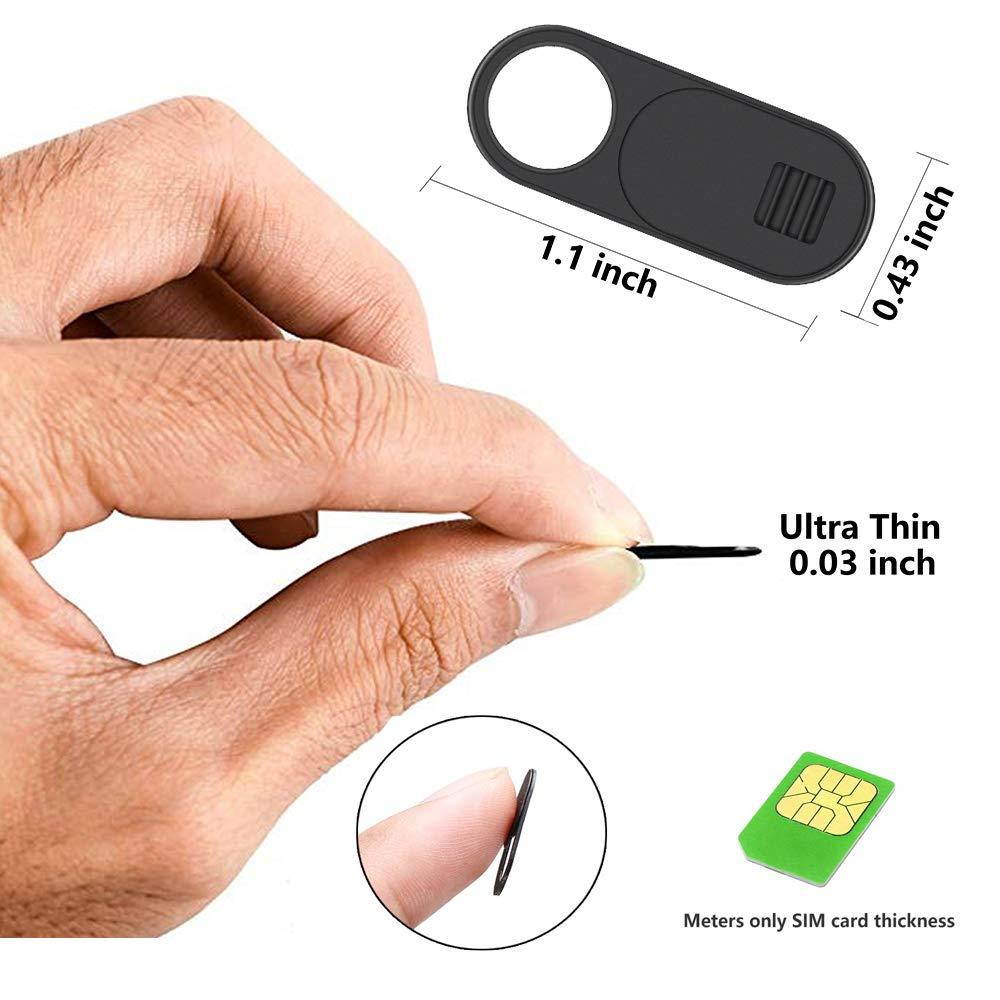 Webcam Cover Slide, 0.027 inch Ultra Thin Webcam Privacy Protector Camera Blocker for MacBook Pro, Laptop, Tablets, Smartphone, iPad, iMac, Echo Show, 6 Pack