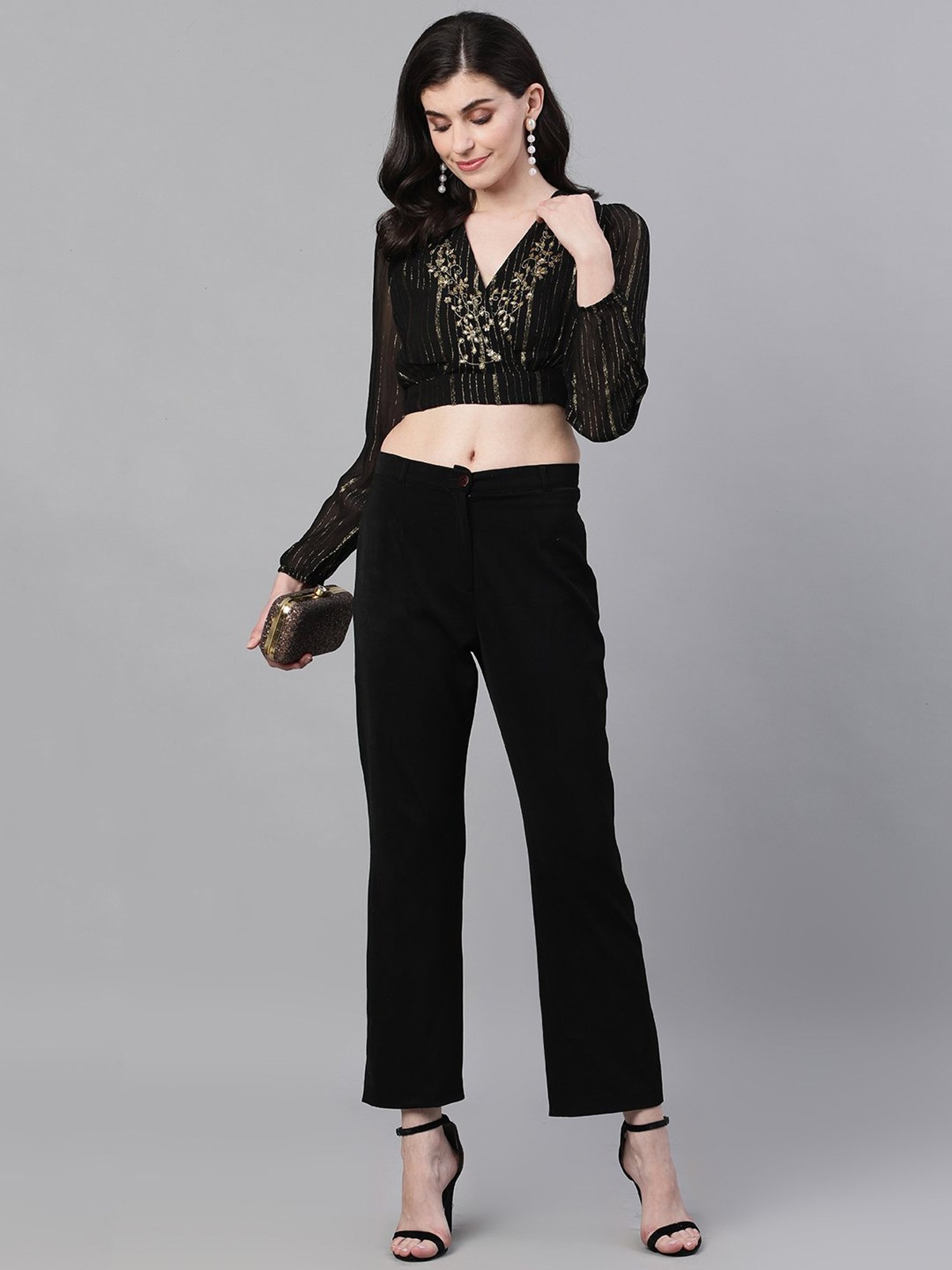 Ishin Black Embellished Top