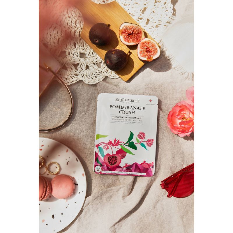 BioRepublic Skincare Illuminating Fiber Face Mask Sheets - Pomegranate Crush - 3ct