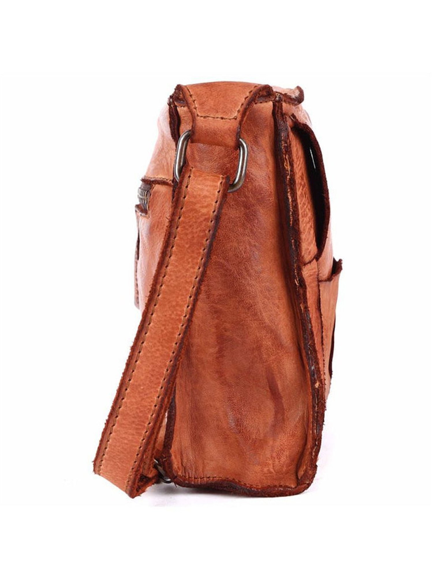 KOMPANERO Rochelle Cognac Leather Textured Sling Handbag