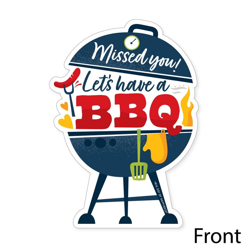 Big Dot of Happiness Missed You BBQ - Shaped Fill-In Invitations - Backyard Summer Picnic Party Invitation Cards with Envelopes - Set of 12