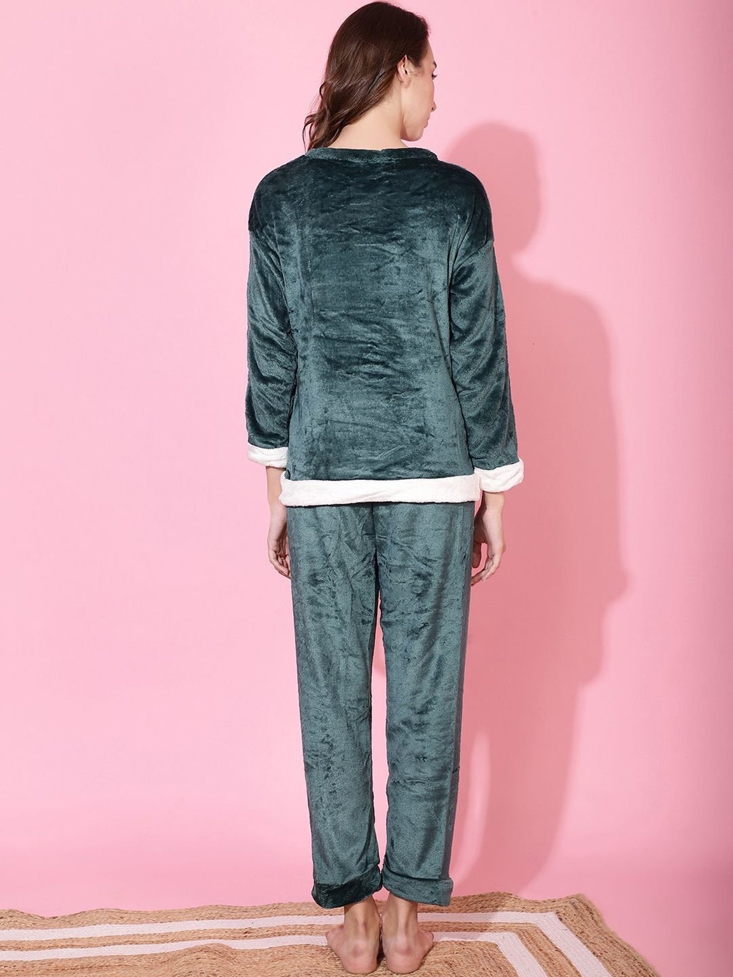 TAG 7 Green Printed T-Shirt Pyjama Set