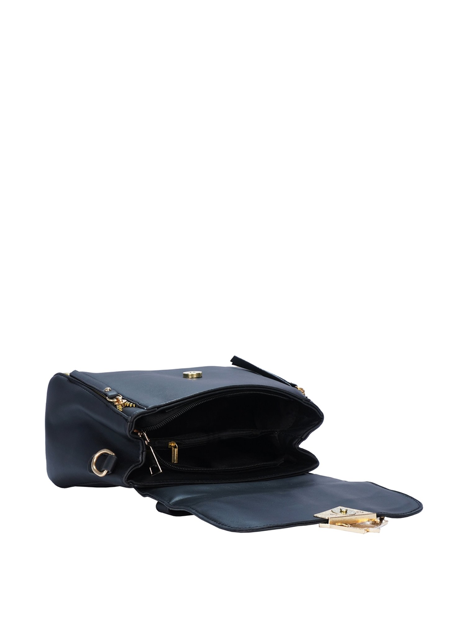 Luvoksi Black Embellished Medium Satchel Handbag