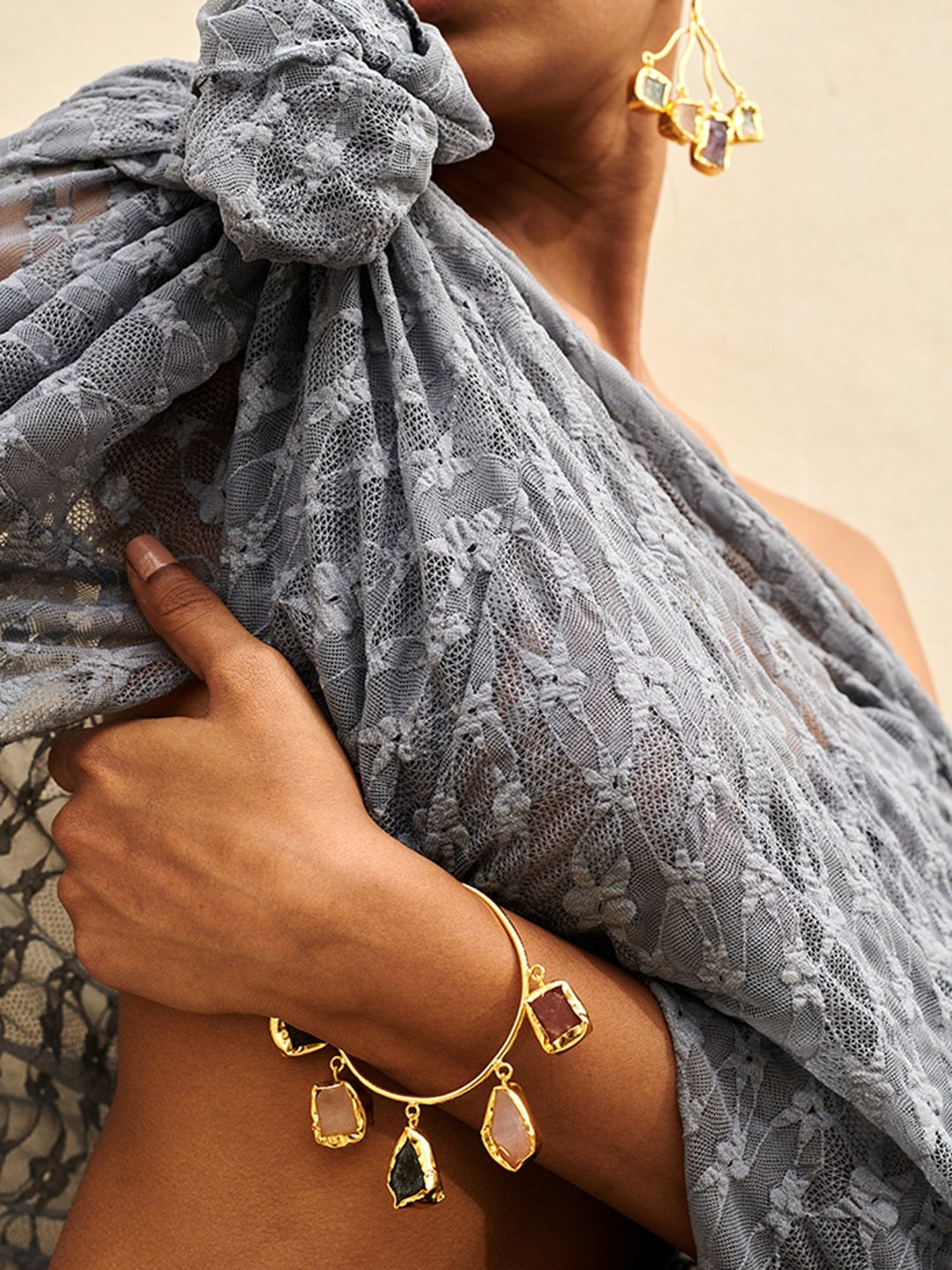 Perfectly Average Saadia Stone Cuff Bracelet