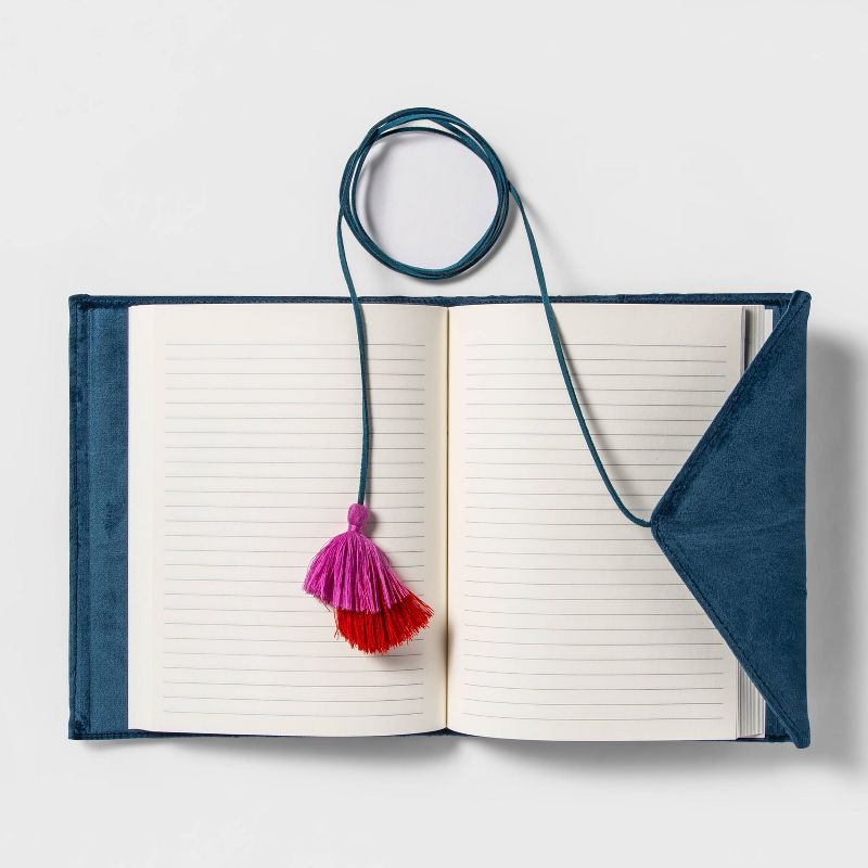 Lined Embossed Velvet Journal with Wrap Closure Blue - Opalhouse™