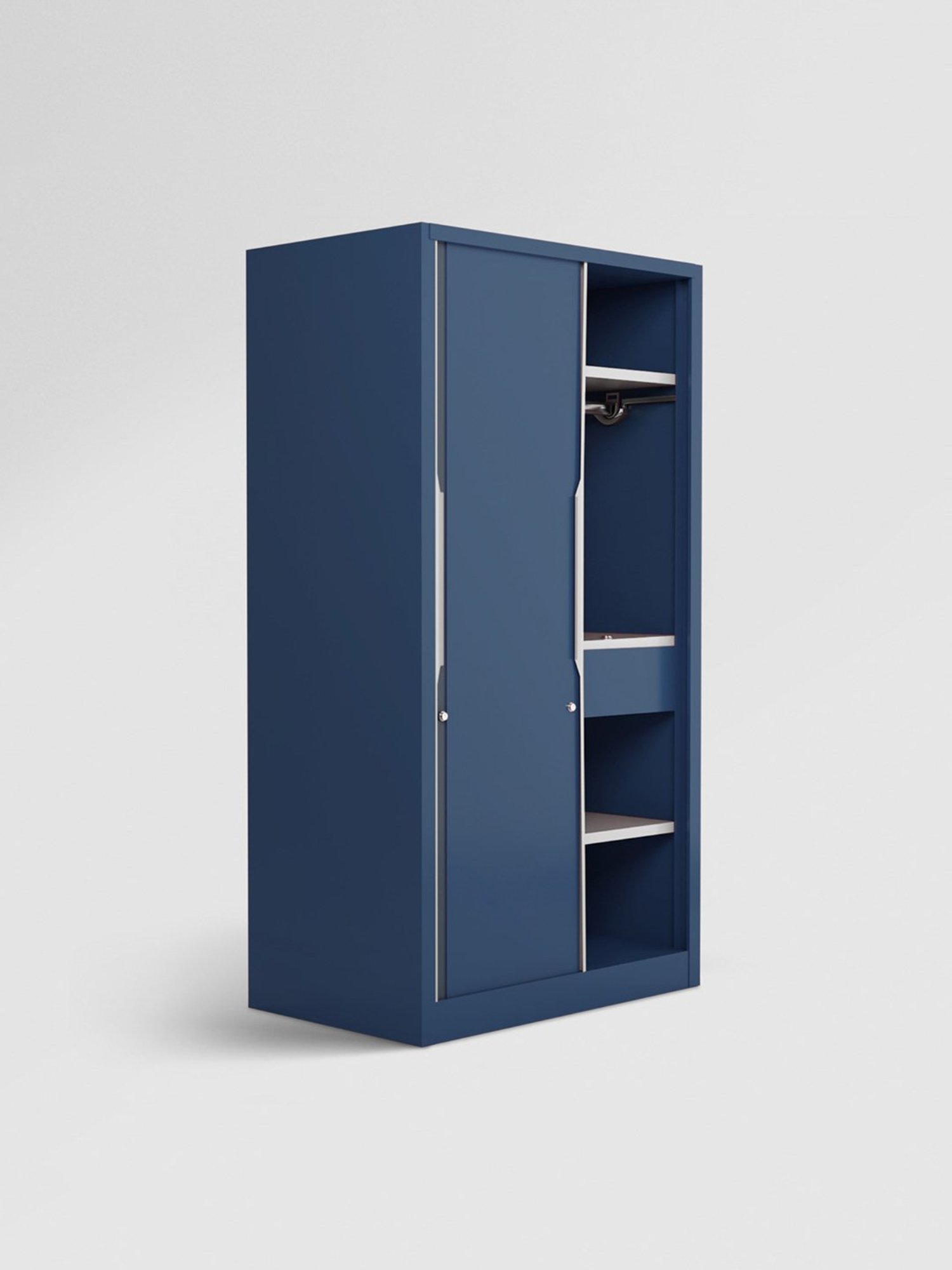 Godrej Interio Slide N Store Pro 2-Door Steel Wardrobe, Tex Phiroja Blue (1-Year Warranty, 1 Drawer)