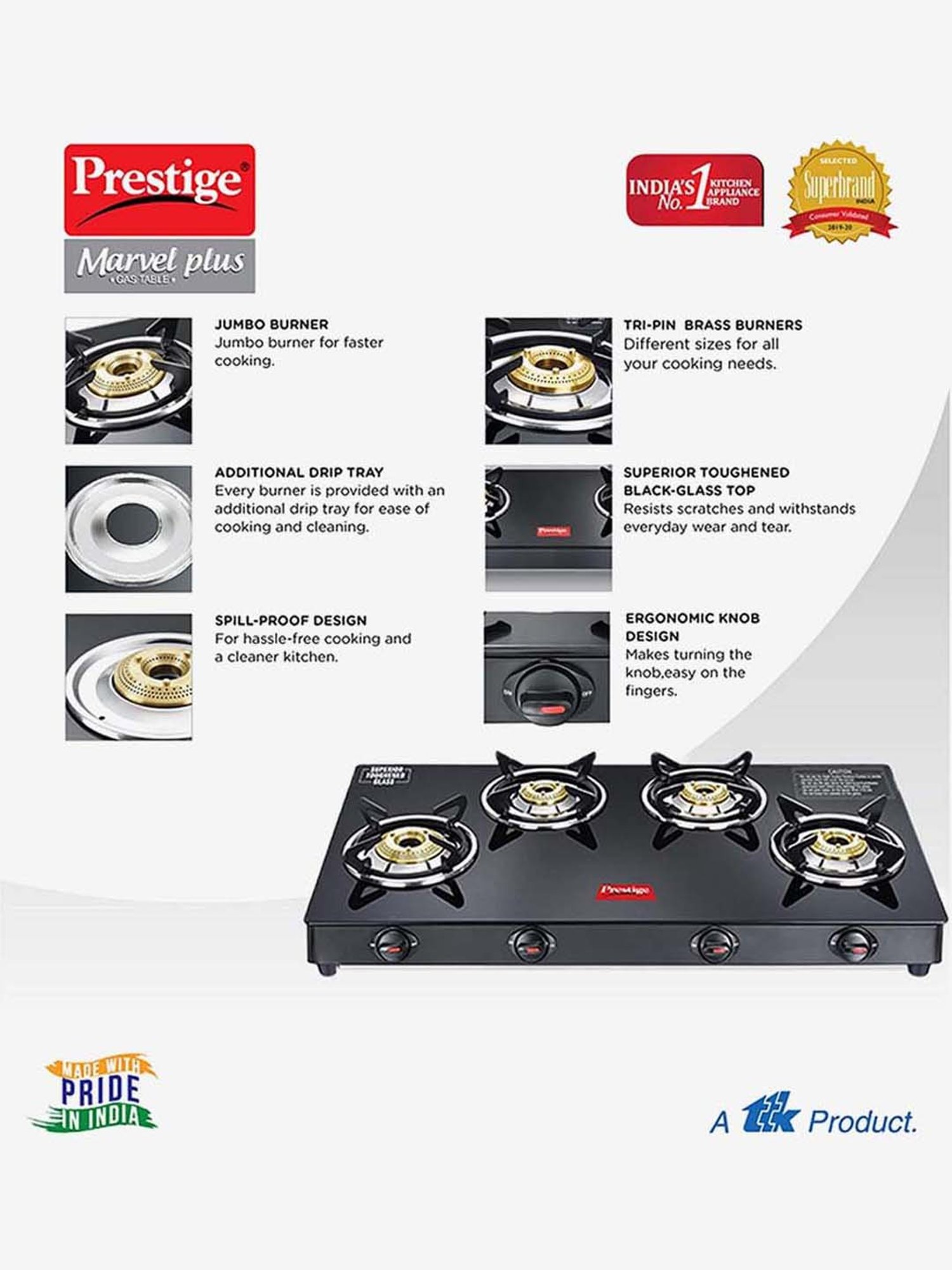 Prestige PIC 16.0 Plus 1900W Induction Cooktop (Black)