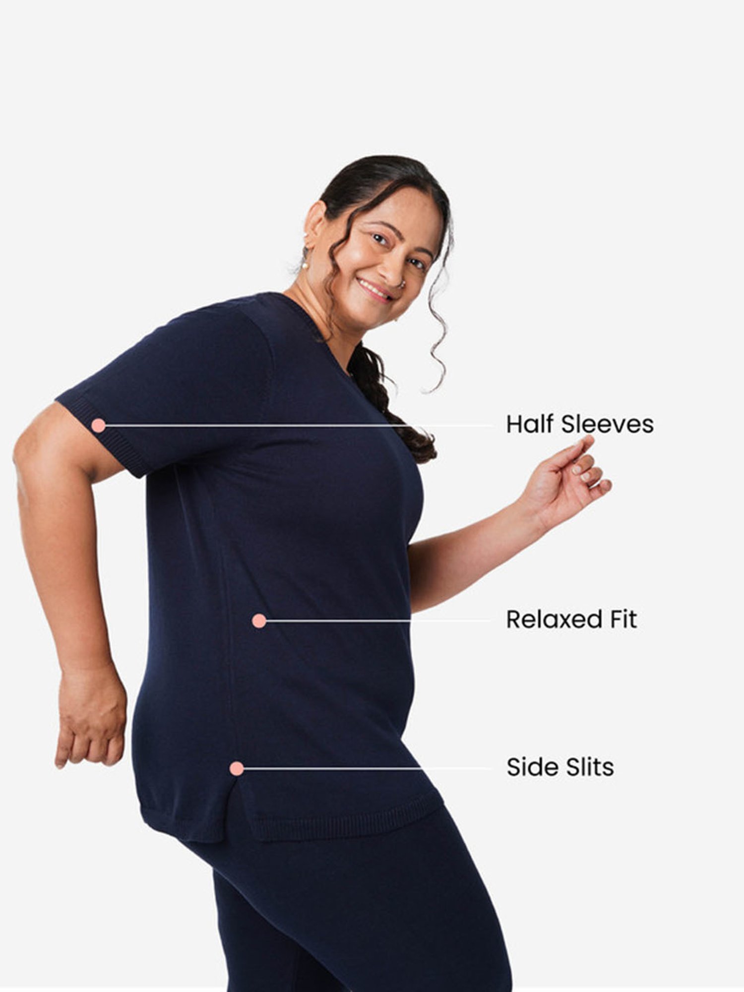 BlissClub Navy At-Ease Cotton Knit Top