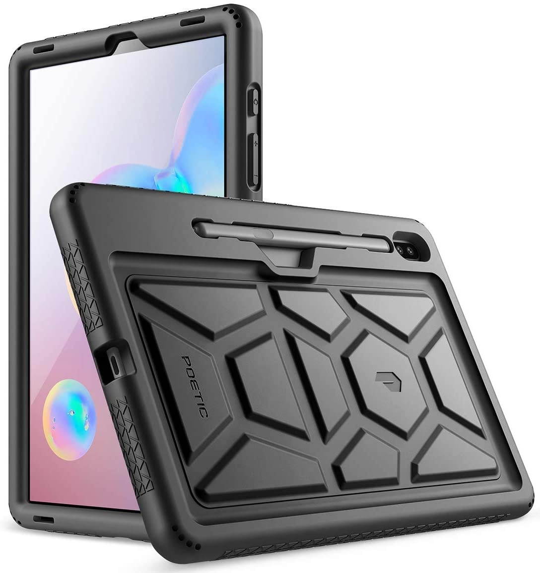 Galaxy Tab S6 Tablet Case, Poetic Heavy Duty Shockproof Kids Friendly Silicone Case Cover, TurtleSkin Series, for Samsung Galaxy Tab S6 10.5 inch Tablet (SM-T860/SM-T865 2019 Release), Black