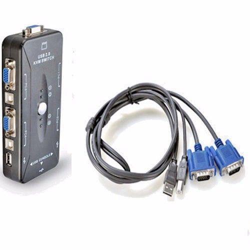 4 Port USB 2.0 KVM VGA/SVGA Keyboard Mouse Switch Box Adapter With VGA KVM Cable