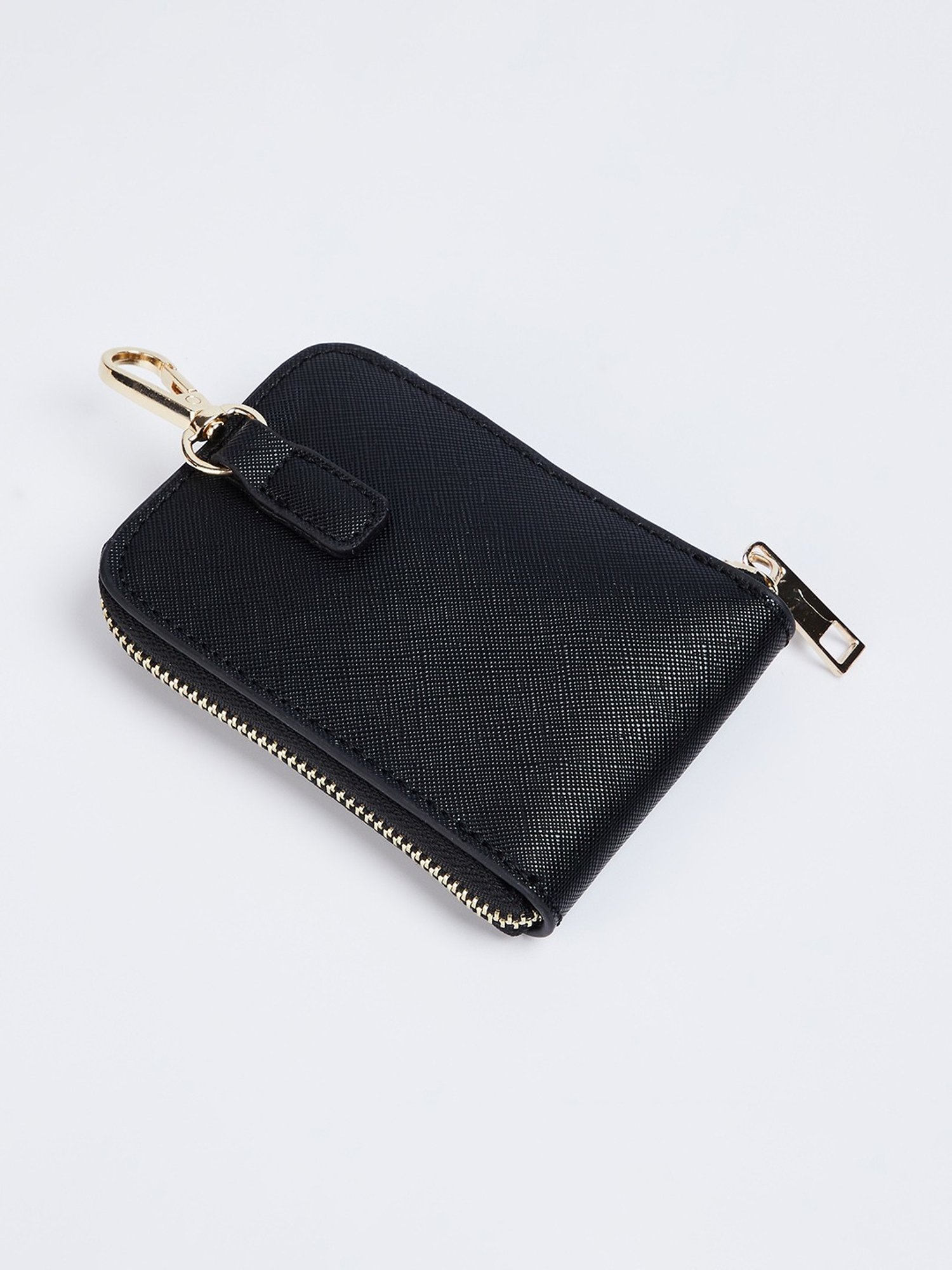 Code by Lifestyle Black Textured Shoulder Handbag with Pouch