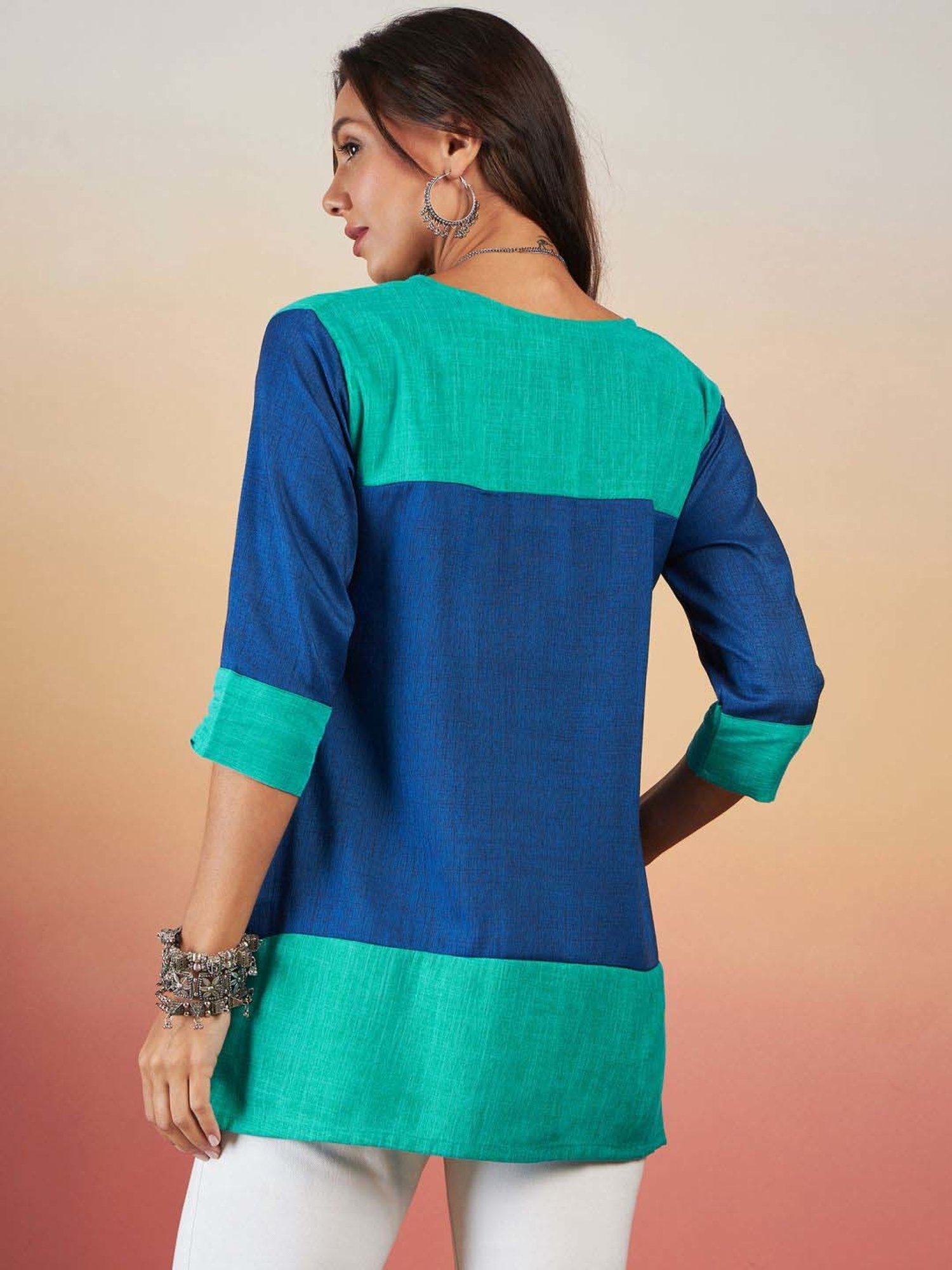 Inweave Blue Color-Block Tunic