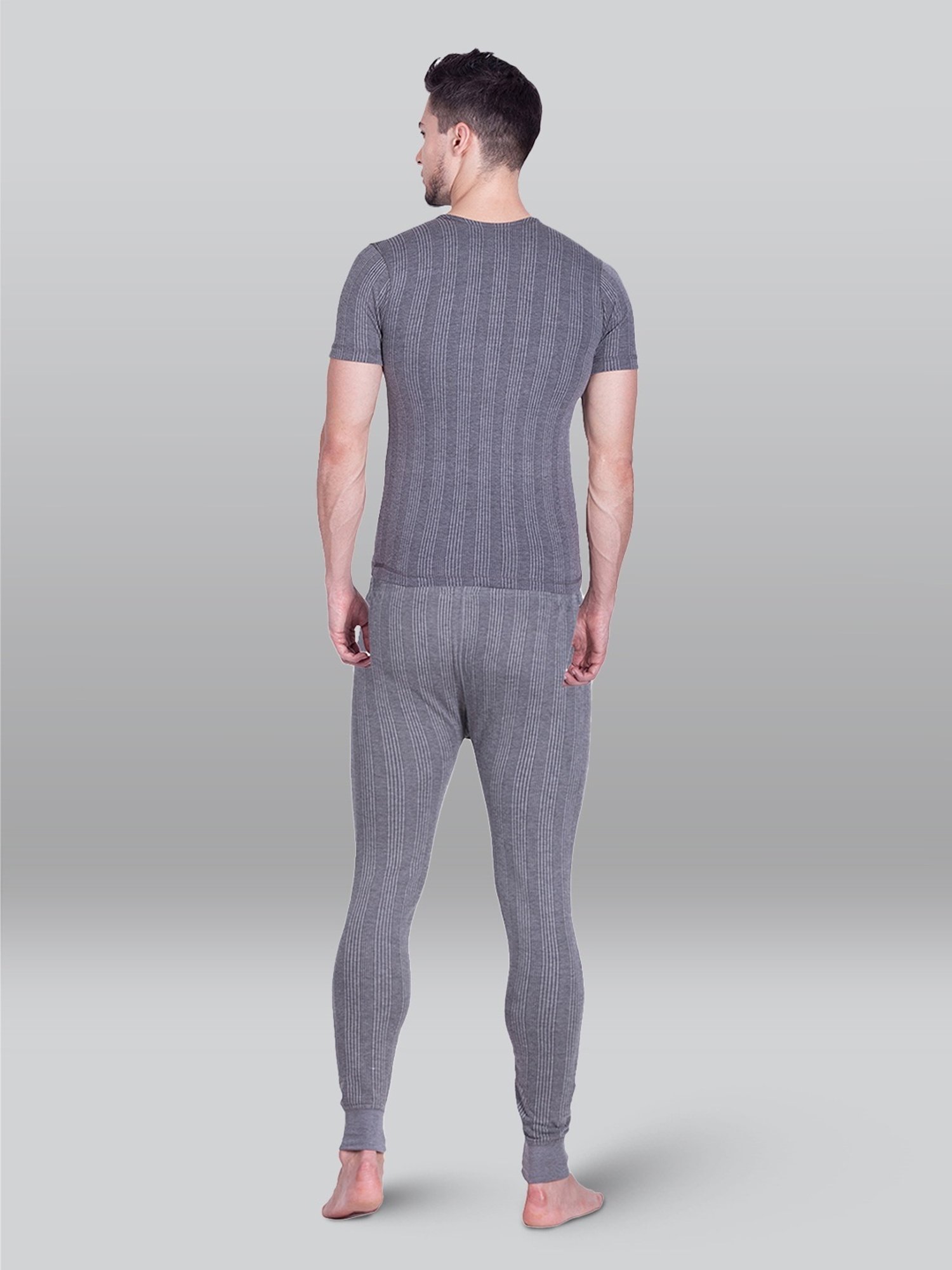 LUX Inferno Charcoal Skinny Fit Striped Thermal Set - Pack of 2