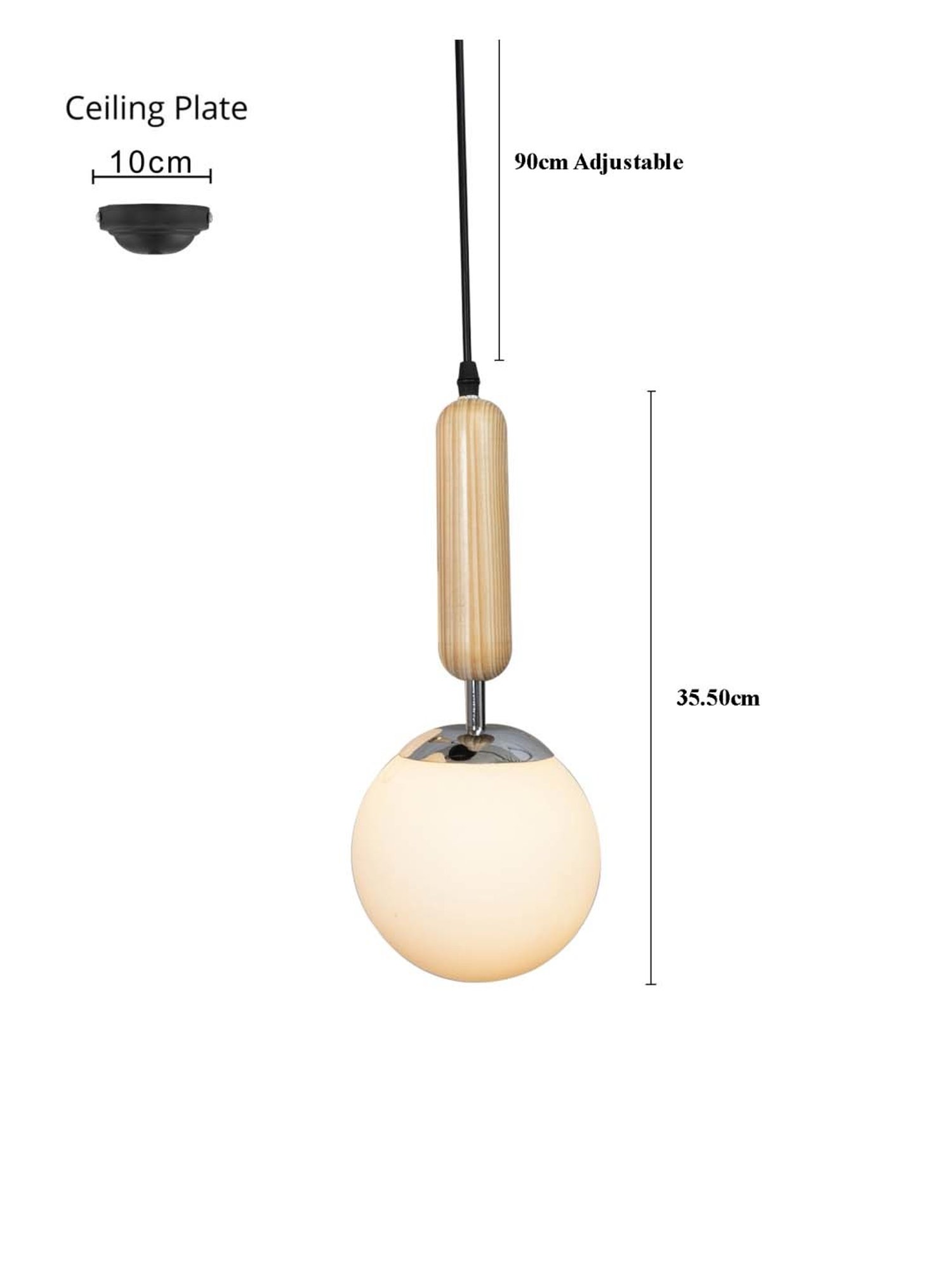 Homesake Beige Wood Bullet Lamp With Chrome Cap