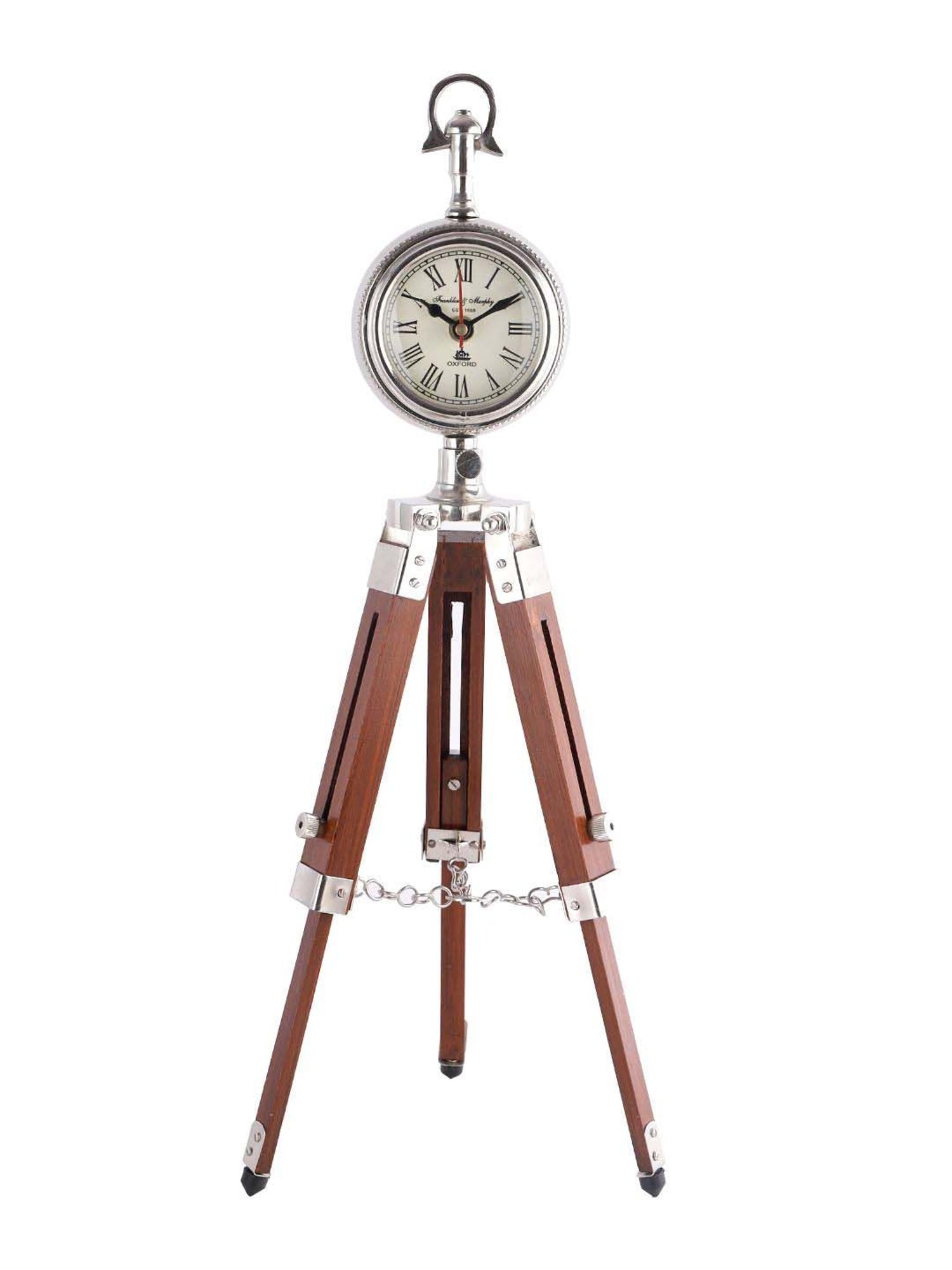 Aapno Rajasthan Brown & Transparent Wooden Adjustable Tripod Style Table Clock