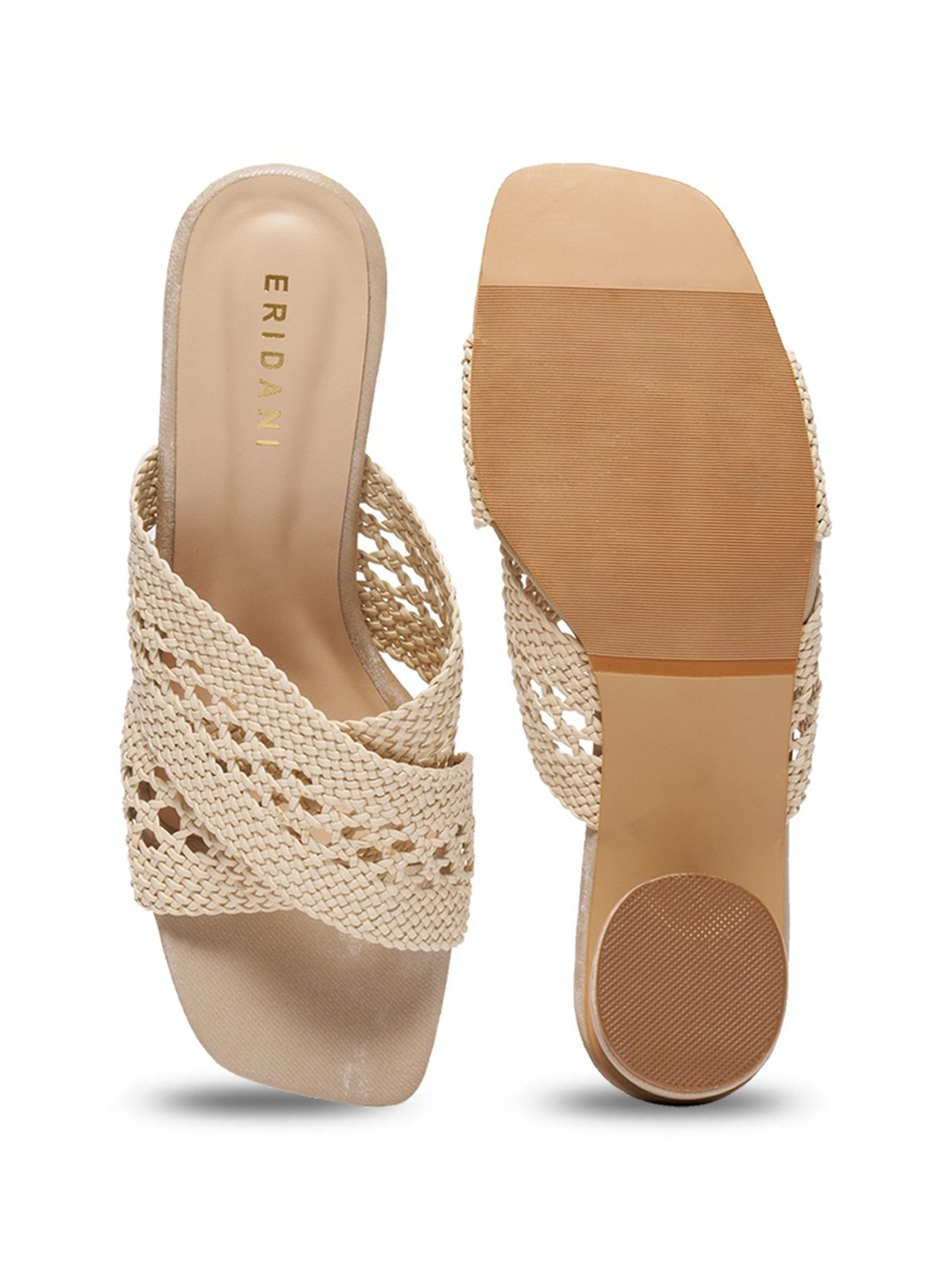 Eridani Women's Maui Beige Cross Strap Sandals