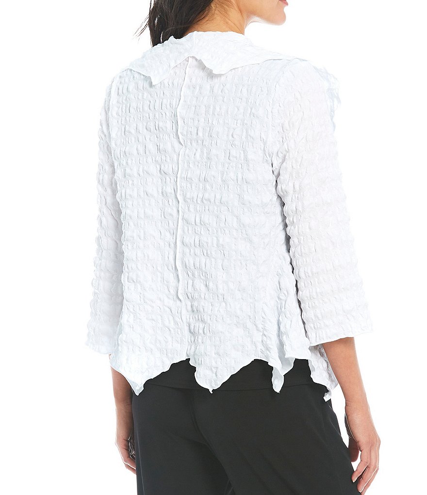 IC Collection Shawl Collar Open Front Asymmetric Hem 3/4 Sleeve Jacket