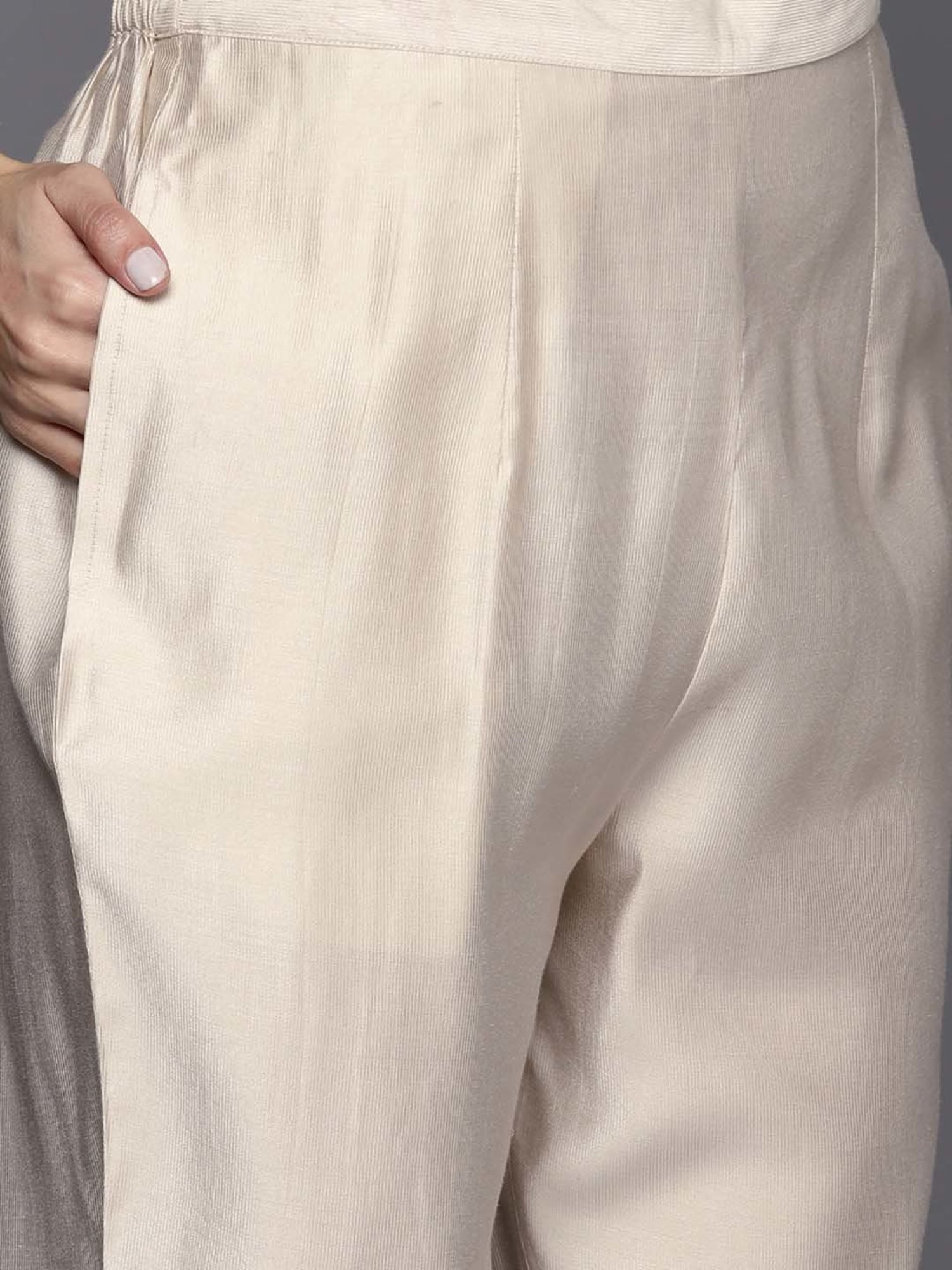 Indo Era Off-White Embroidered Kurta Pant Set