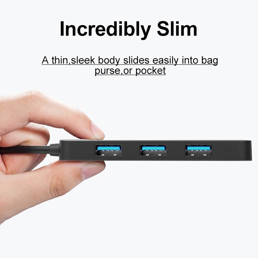 Hannord 4-Port USB 3.0 Hub, Ultra Slim Portable USB Data Hub Splitter for USB Expansion