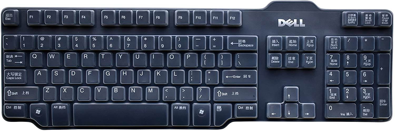 LEZE - Ultra Thin Keyboard Cover Protector for Dell RH659 L100 SK-8115 3205 104-key USB Wired Keyboard - Clear