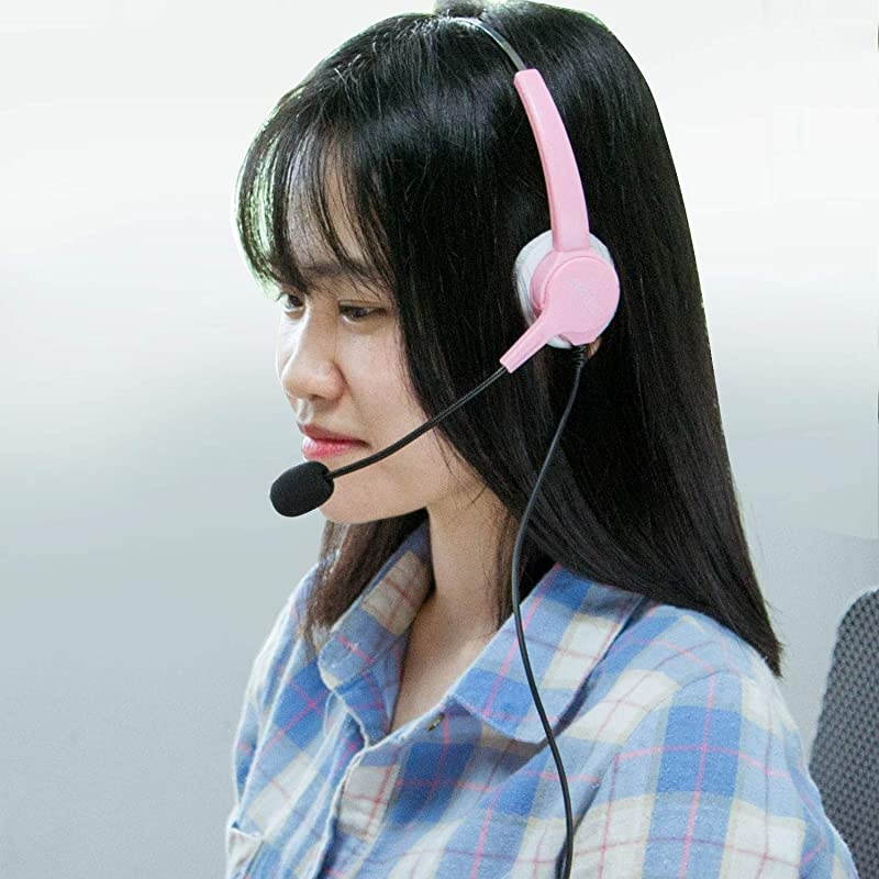 Call Center Dialpad Corded Headset Pink Telephone with Tone Dial Key Pad amp REDIAL