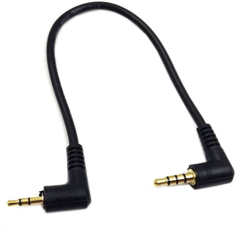 Poyiccot 90 Degree Right Angle 3.5mm 4 Pole Male to 2.5mm 3 Pole Male Headset Stereo Audio Aux Extender Stereo Jack Cable 20cm (3.5 M/ 2.5 M)