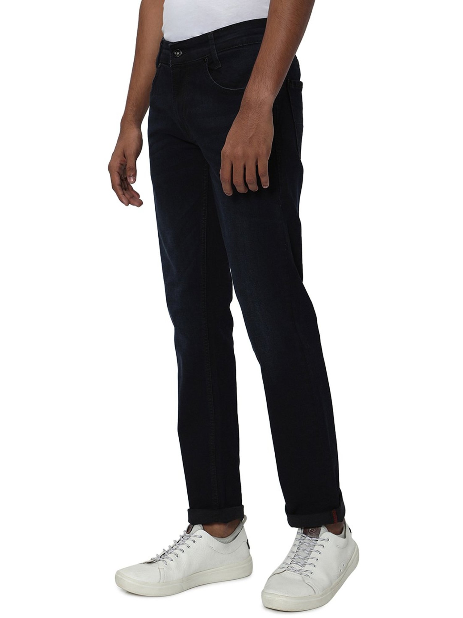 Mufti Dark Blue Straight Fit Lightly Washed Jeans