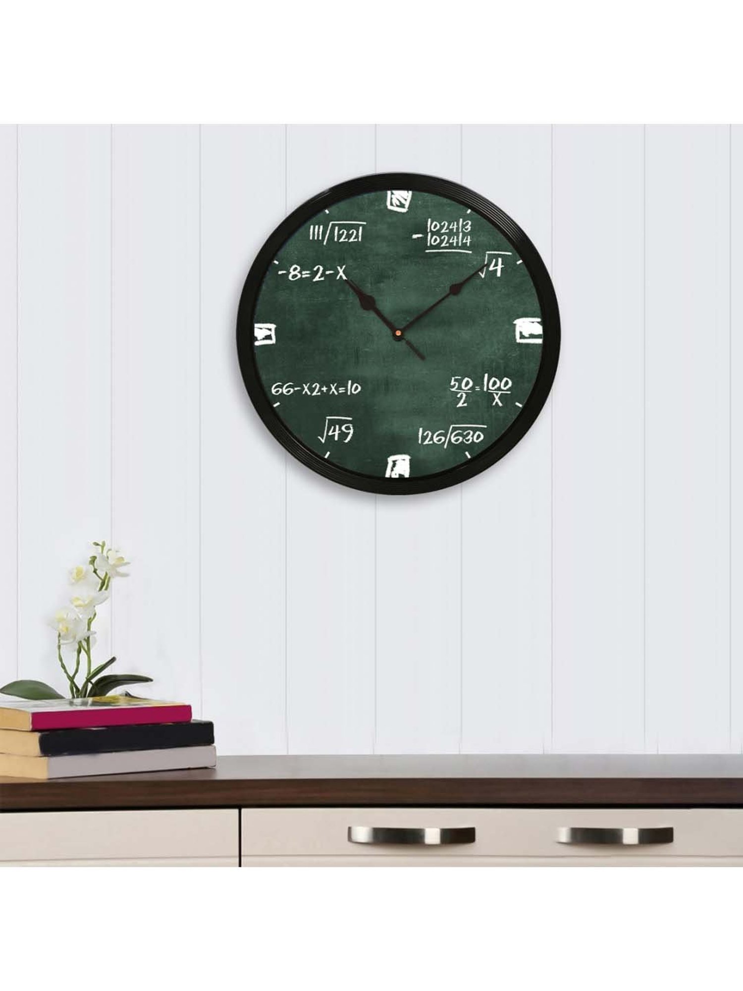 eCraftIndia 'Math Complex Equations' Designer Round Analog Black Wall Clock
