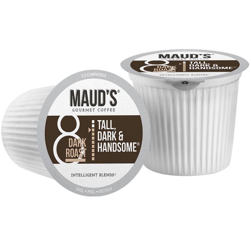 Maud's Dark Roast Coffee (Tall Dark and Handsome), Recyclable Dark Roast Coffee Pods – 100% Arabica Coffee California Roasted - 100ct