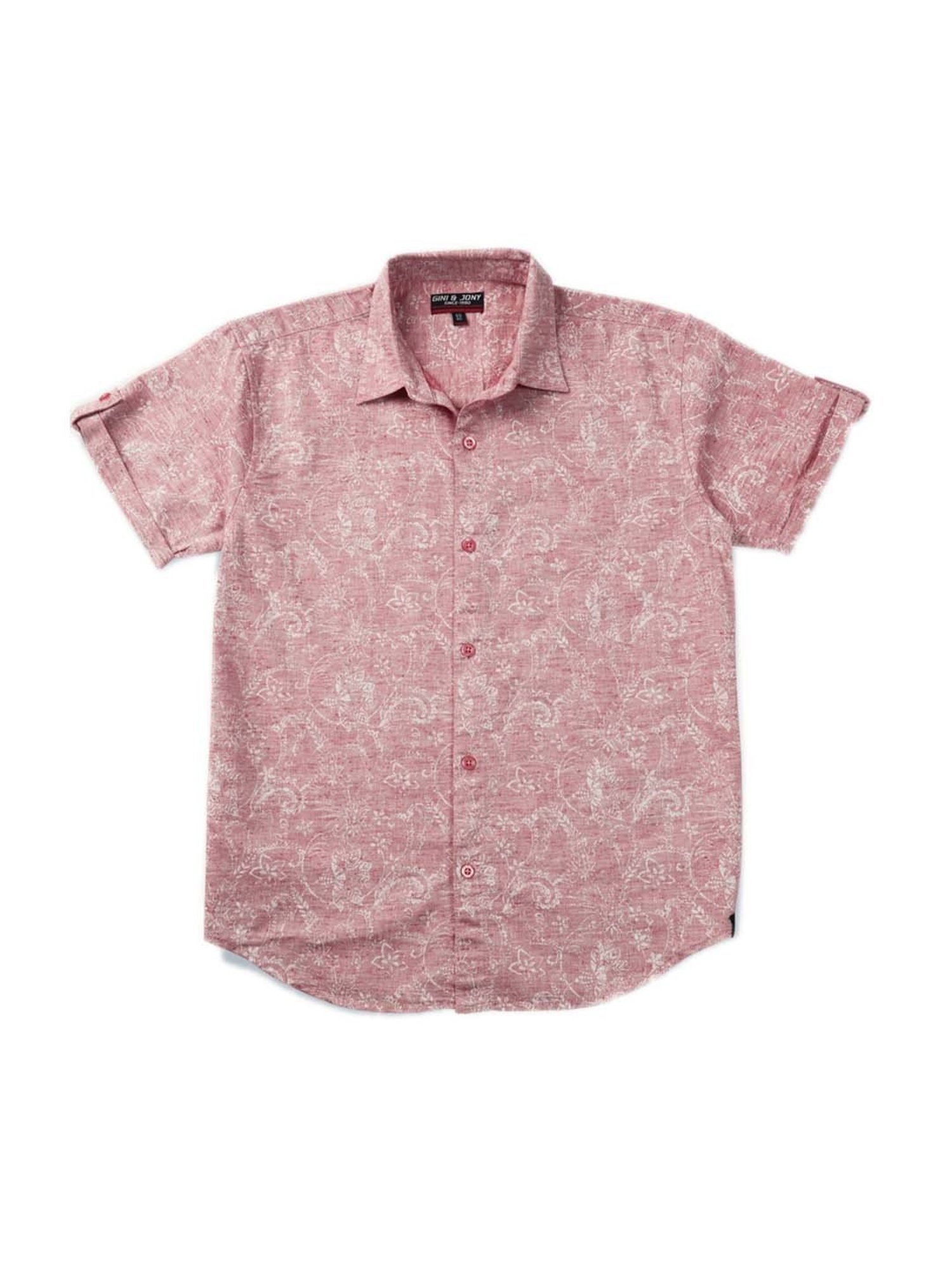 Gini & Jony Kids Peach Cotton Printed Shirt