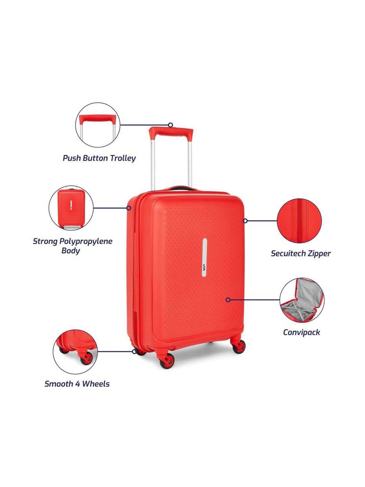 VIP Stargaze Red Printed Hard Small Trolley Bag - 38 cm