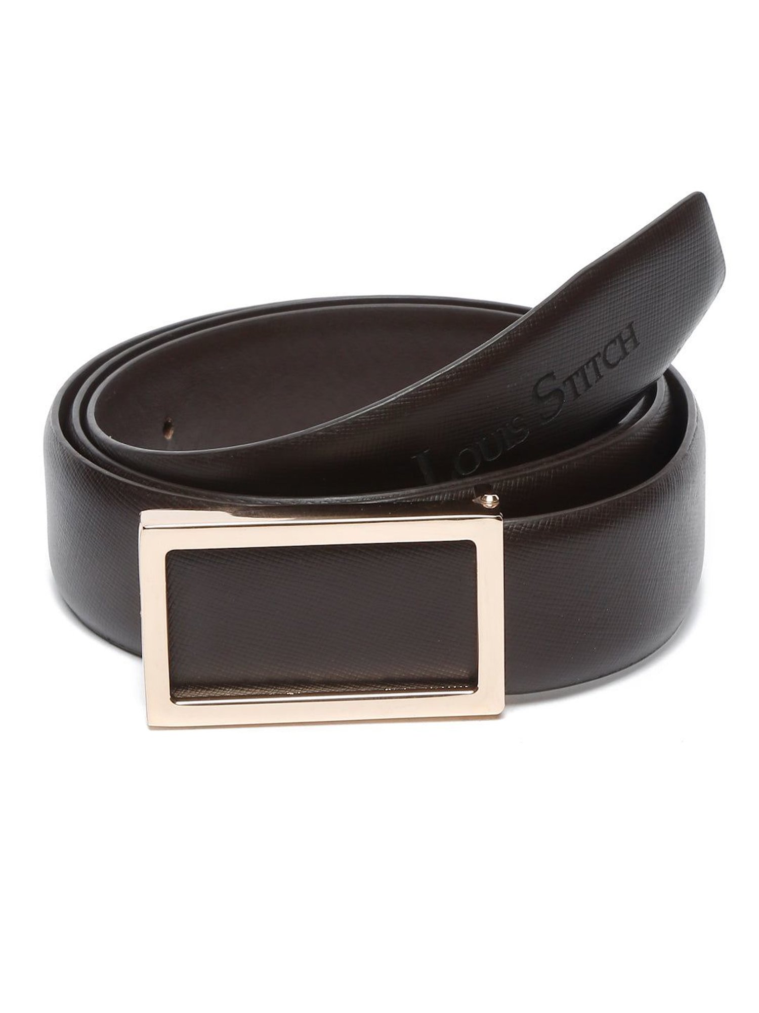 Louis Stitch Brown Textured Leather Formal Belt for Men