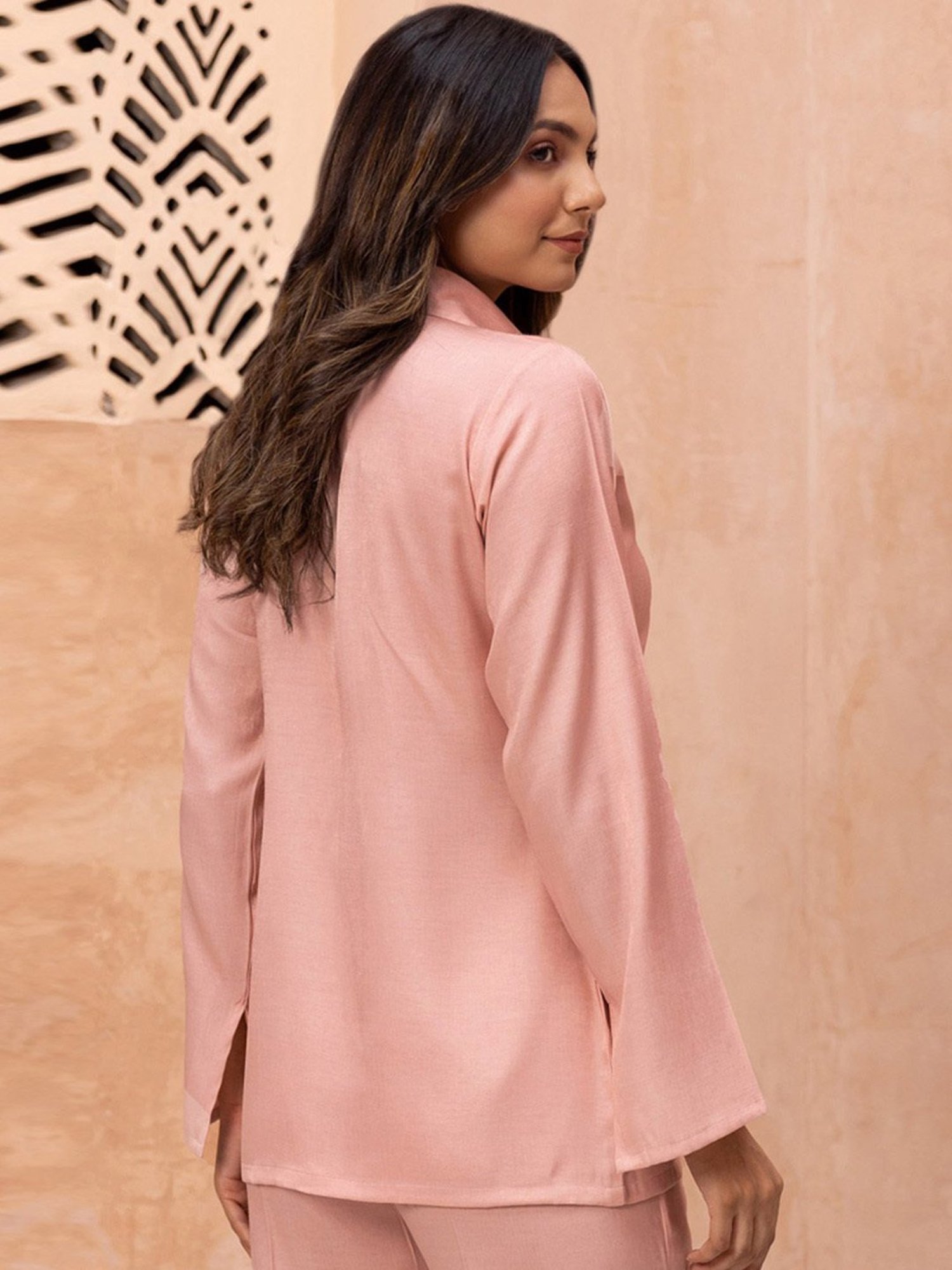 BInfinite Peach Salmon Embellished Shirt