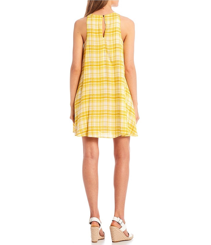 Coco + Jaimeson Sleeveless Scoop-Neck Plaid Printed Shift Dress