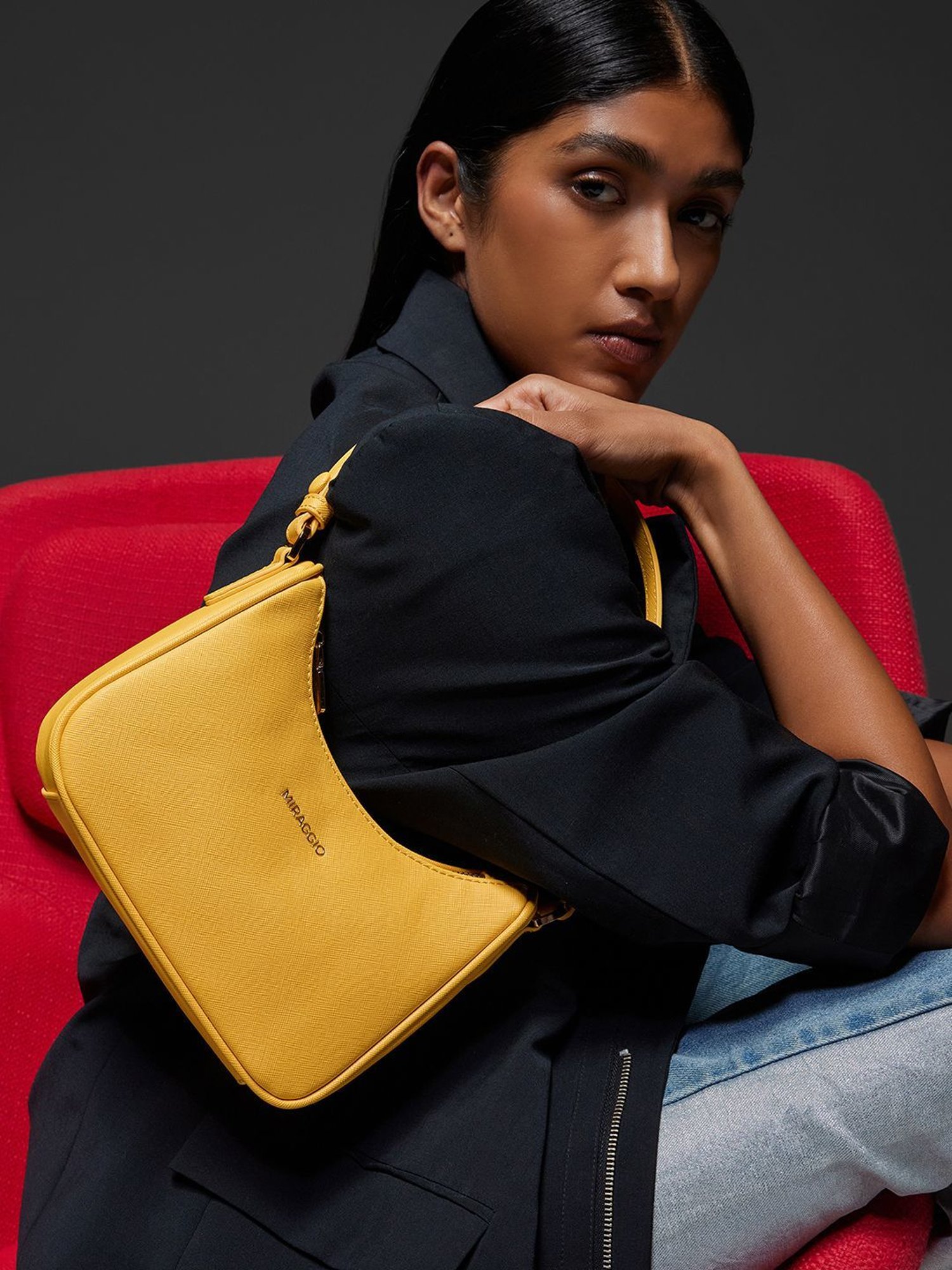 Miraggio Kelly Yellow Small Hobo Bag