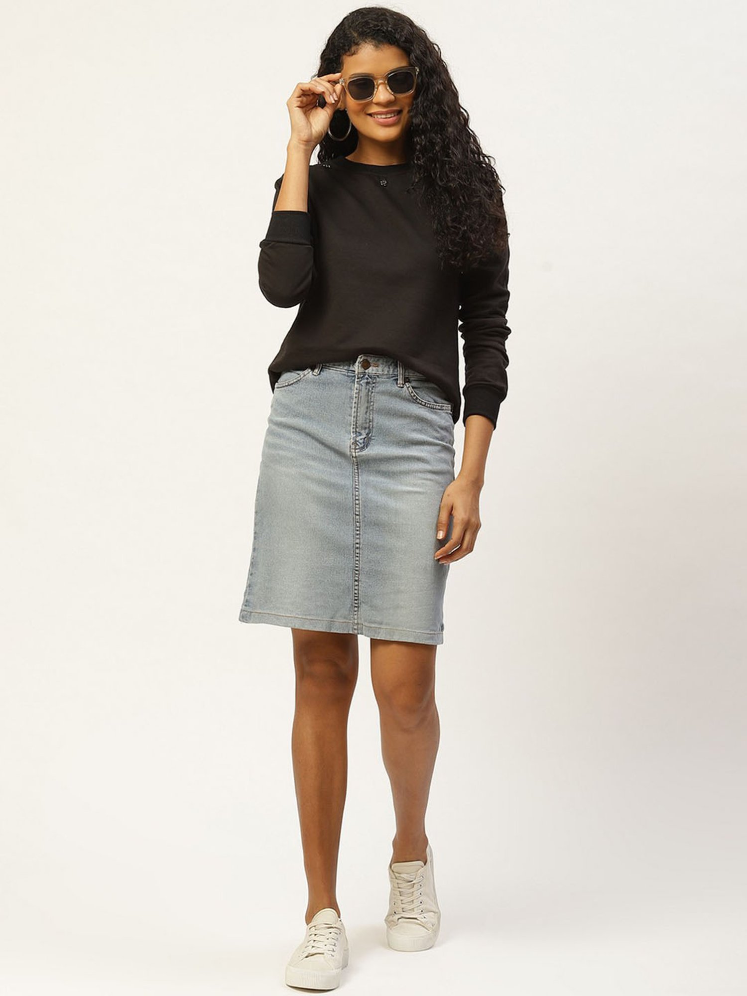 Belle Fille Black Full Sleeves Sweatshirt