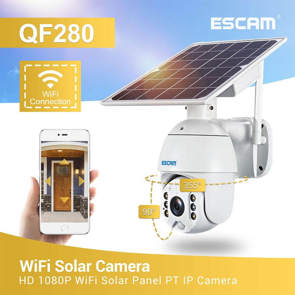 1080P WIFI Battery PIR Alarm PTZ Camera With Solar Panel Two Way Audio Intercom