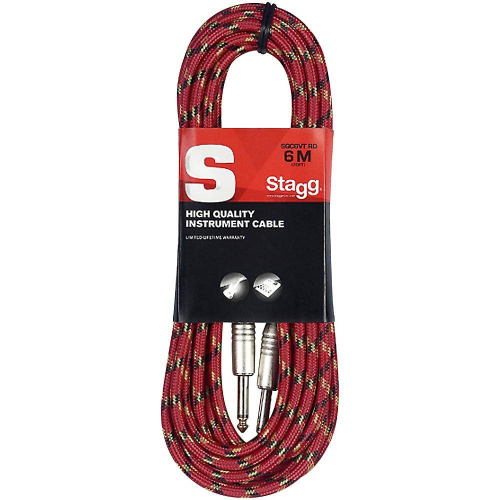 Stagg Instrument Cable Vintage Tweed Style S-Series 20 ft. Red