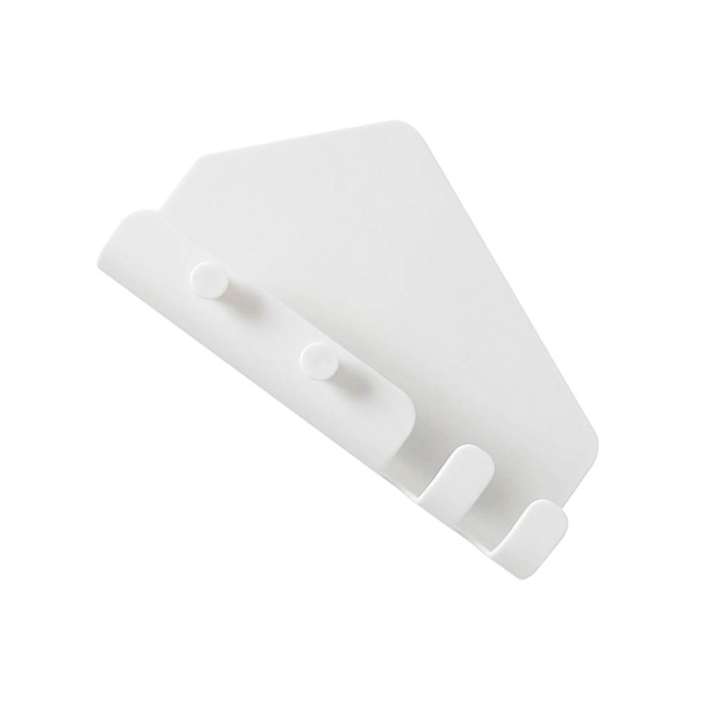 2PCS Sticky Wall Mounted Phone Stand Holder Multifunctional Traceless Charging Shelf with 4 Hooks for Bathroom Living Room (White)