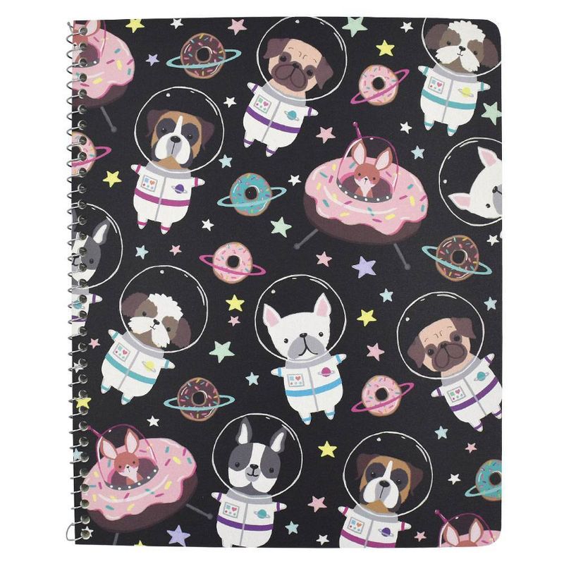 Space Animals 1 Subject College Ruled Spiral Notebook Black - Greenroom