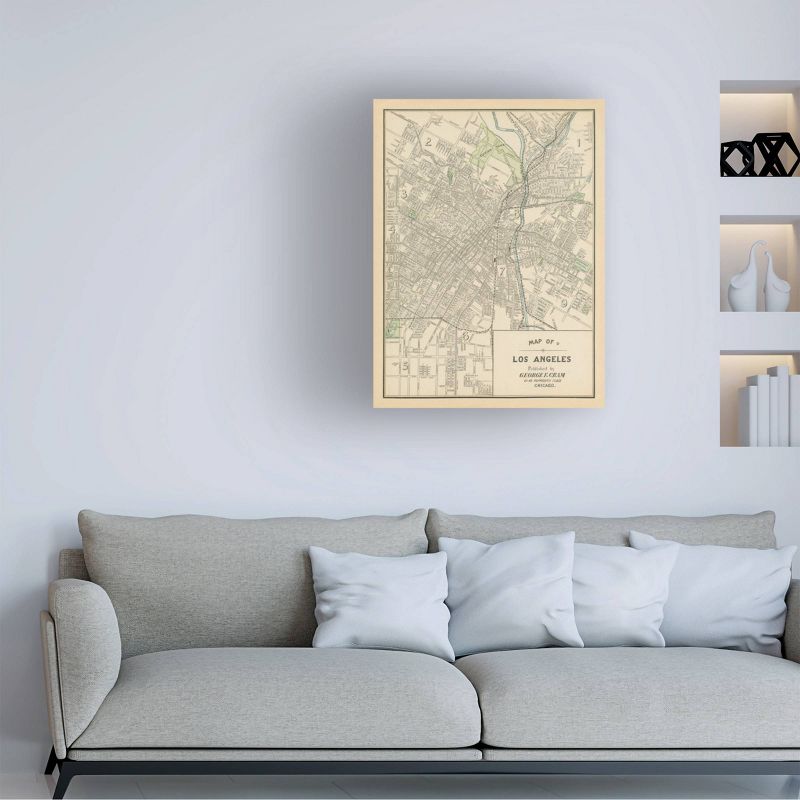 14" x 19" Wild Apple Portfolio 'Map of Los Angeles' Unframed Canvas Art - Trademark Fine Art