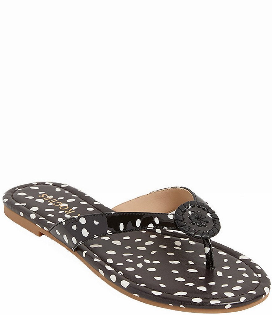 Jack Rogers Rowan Animal Dot Print Leather Thong Sandals