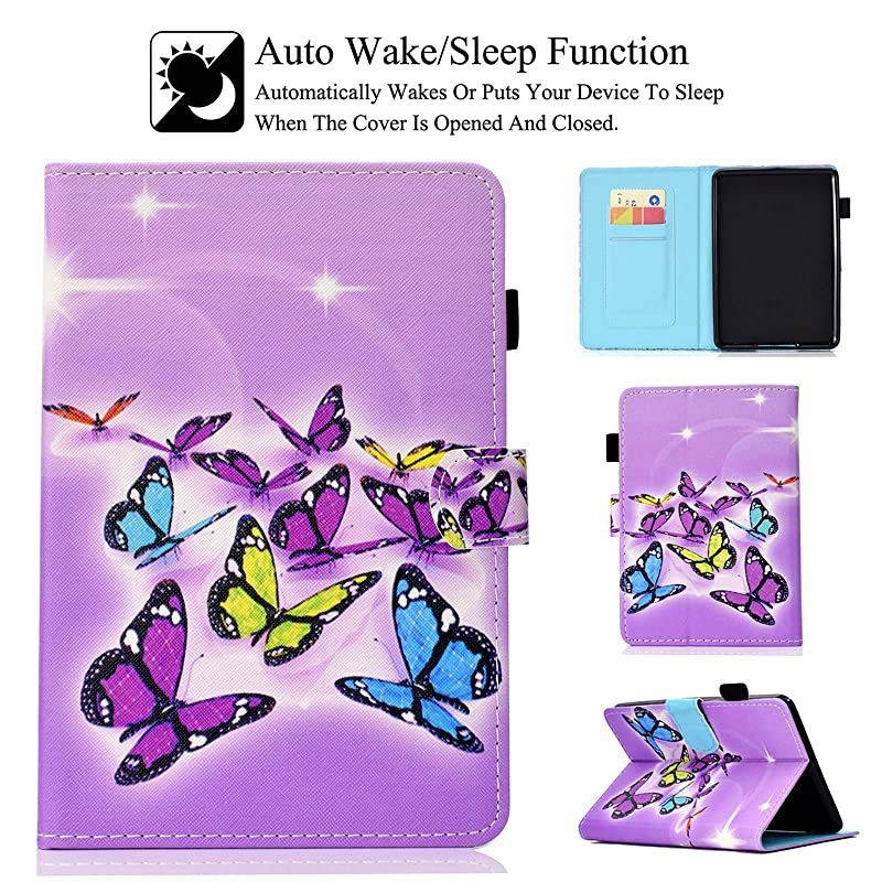 Kindle 10th Gen 2019 Case, Folio Smart Cover with Auto Wake/Sleep Feature Premium PU Leather Cards Slots Slim Cover for All-New Kindle 10th Generation 2019 Release 6" Reader (Papillons)