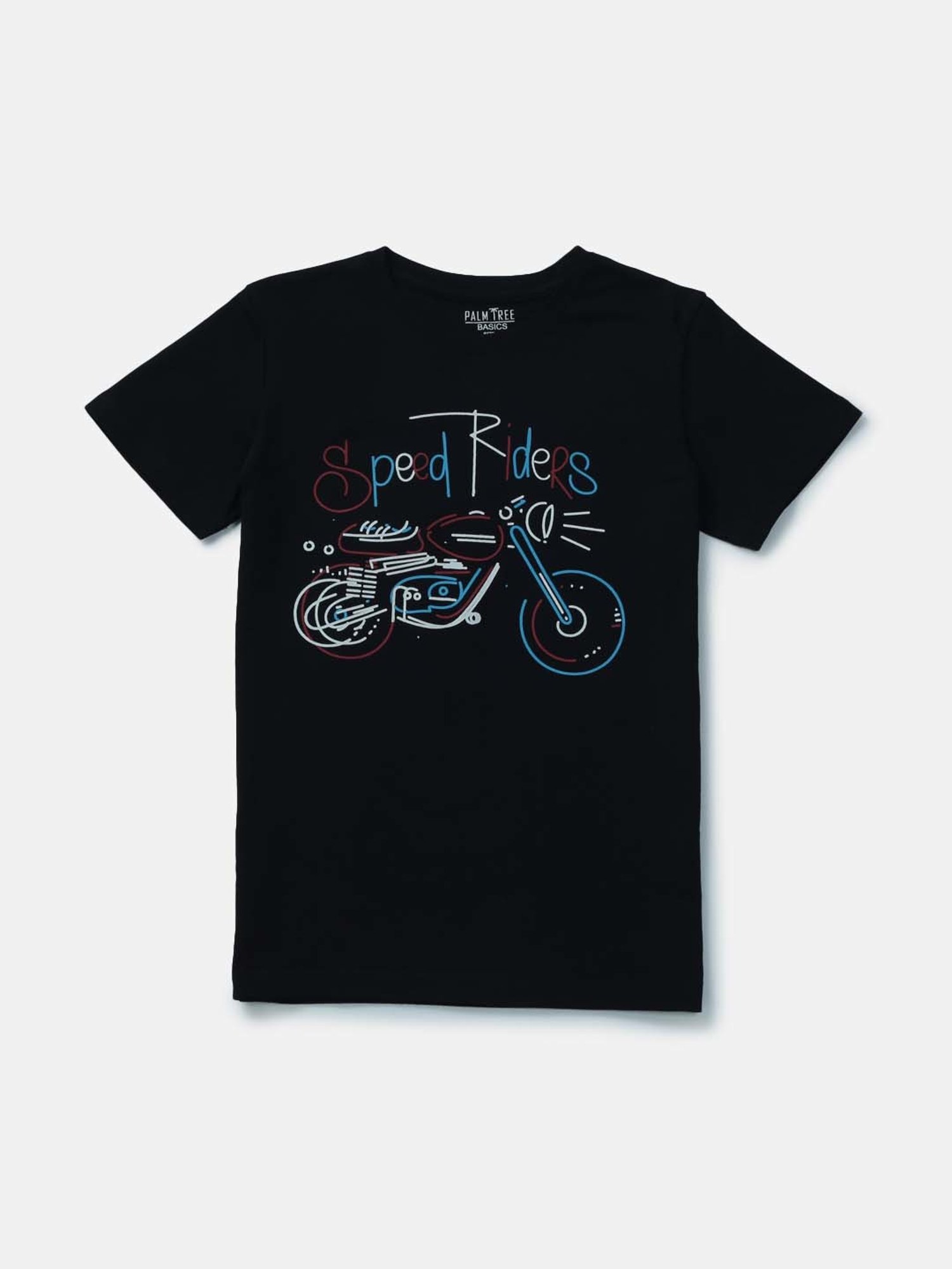 Palm Tree Kids Black & Red Cotton Printed T-Shirt Set