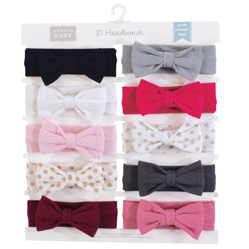 Hudson Baby 10pk Classic Bow Headbands - 0-24M