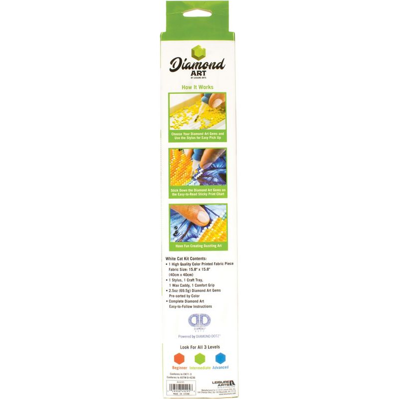 Leisure Arts Diamond Art Intermediate Kit 12"X12"-White Cat