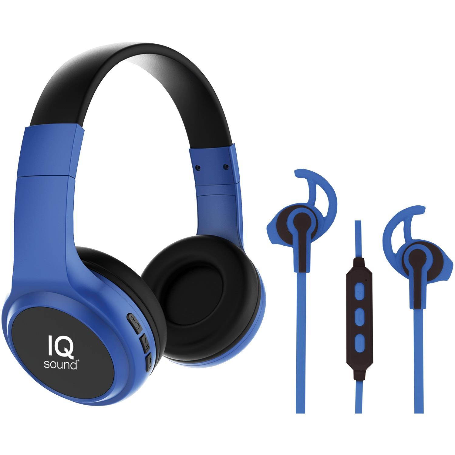 Iq Sound IQ-260BT-BLU[r] Iq-260bt- Blu 2-in-1 Bluetooth[r] Headphones/earbuds With Microphone Combo [blue]