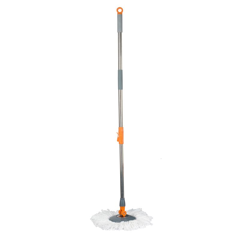 Casabella 8585333 Spin Cycle Kitchen Bathroom Home Office Mop with Bucket and Built In Soap Dispenser, Orange