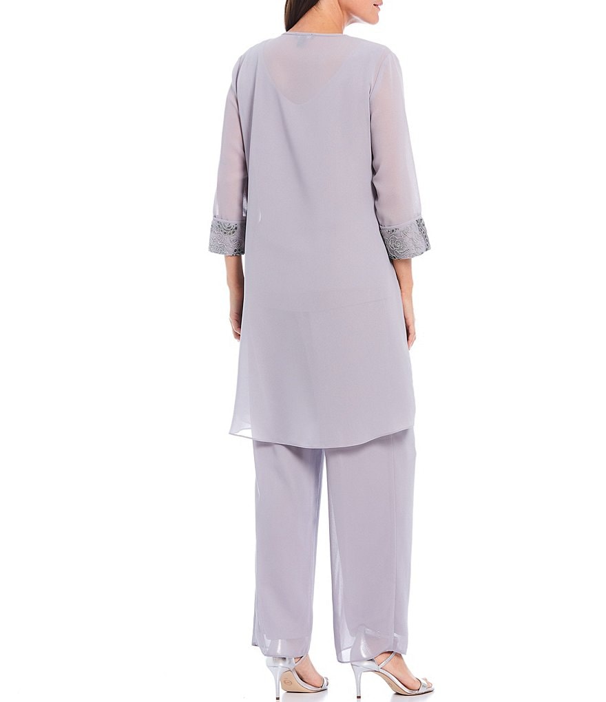 Le Bos Embroidered Chiffon 3-Piece Pant Set